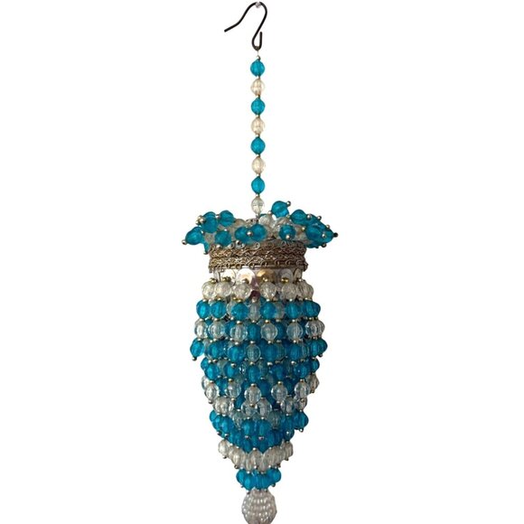 Christmas Cascading Chandelier Ornament Beaded Tea Ball Fan Pull Charm Bohemian - Picture 2 of 10